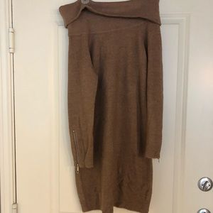 ASOS camel off shoulder sweater dress Size 6